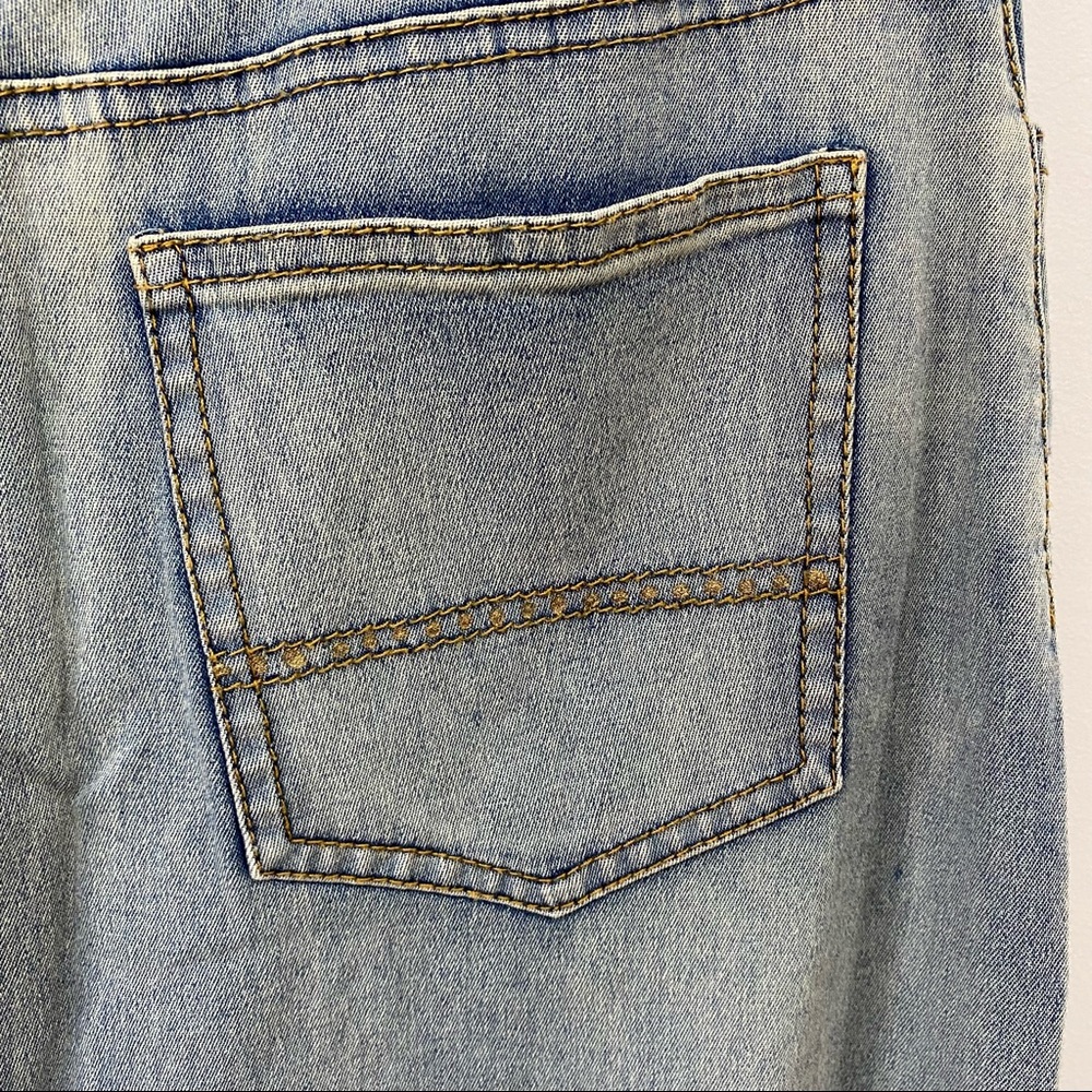 Double D Ranch denim skirt pained floral gold maxi studded. Waist 28. Length 37 - Picture 5 of 9